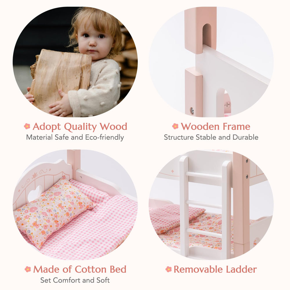 ROBOTIME bed curtain and bell add charming atmosphere for play.