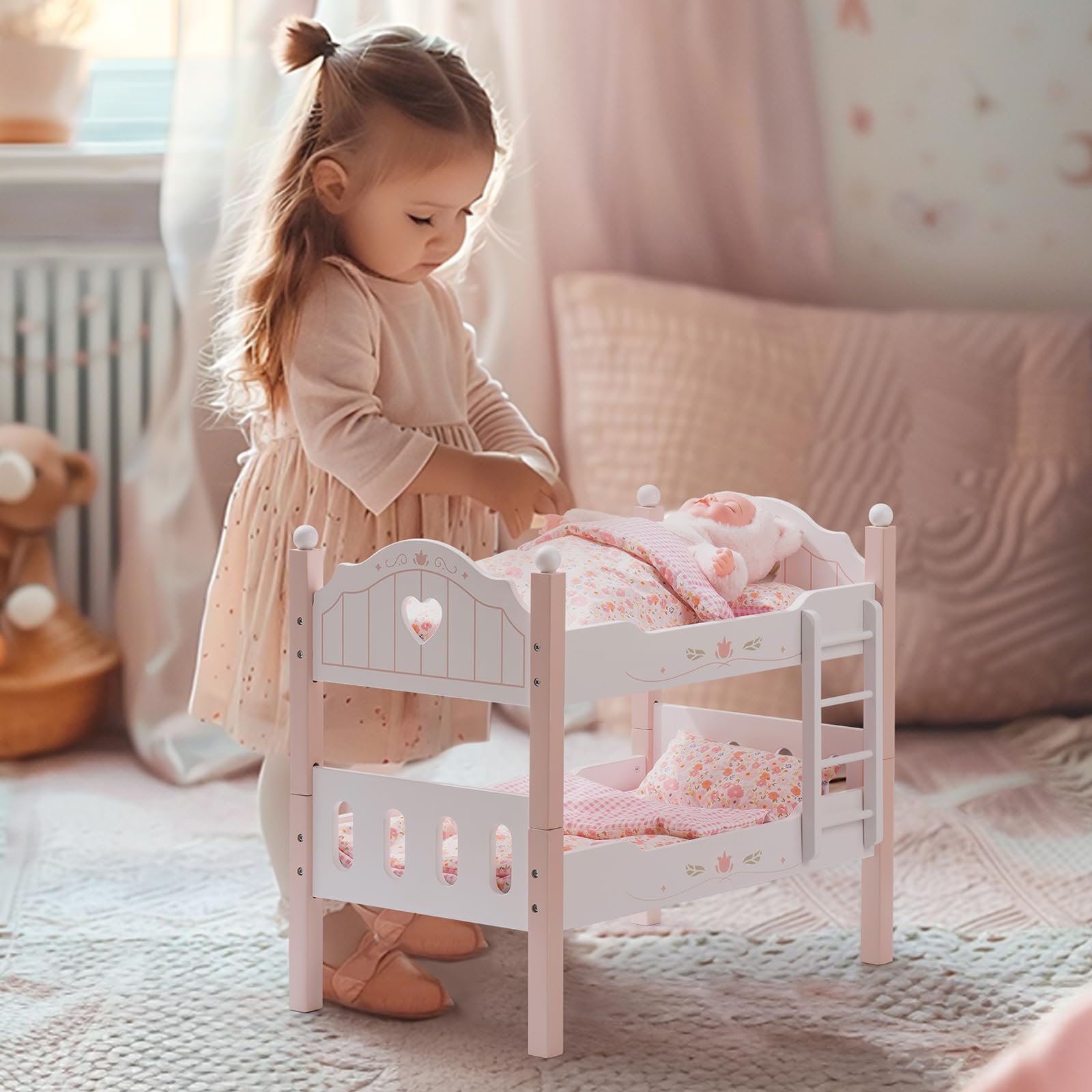 ROBOTIME size 21.7 x 11.9 x 18.1 inches fits 20-inch dolls.