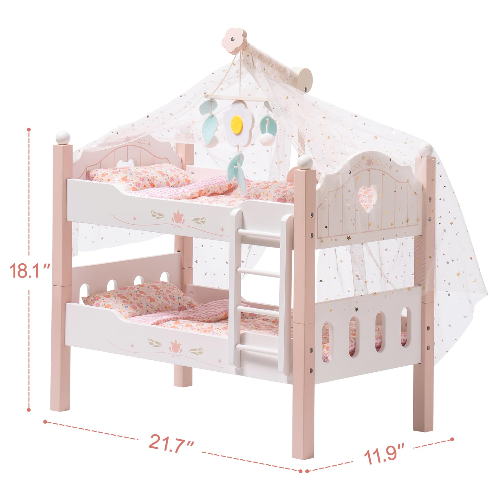 ROBOTIME bunk bed stackable design shows two levels for shared storytelling.
