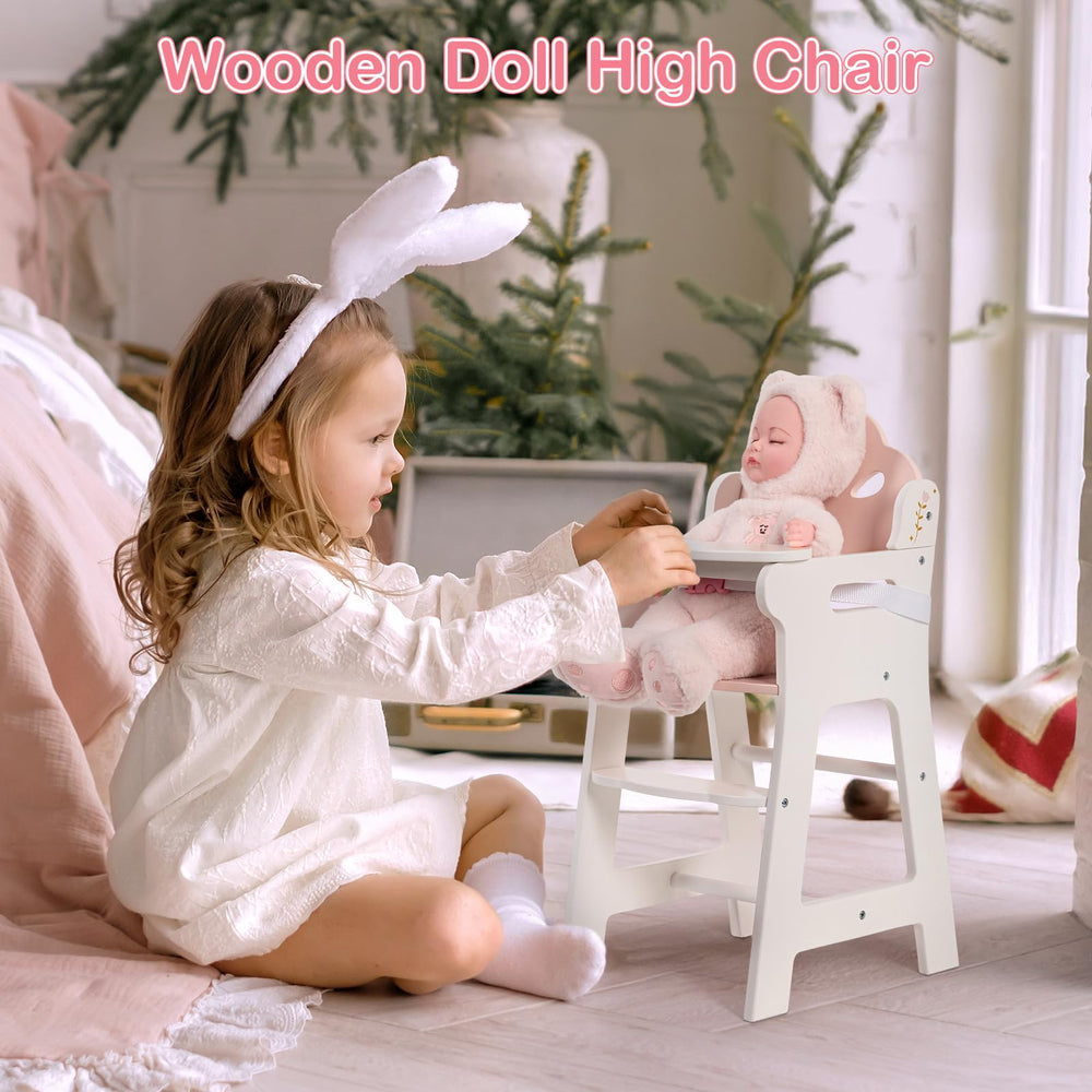 ROBOTIME Baby Doll High Chair back design adds realistic seating.