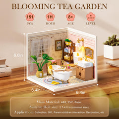 ROBOTIME Bathroom accessories with potted plants and laundry evoke everyday charm.