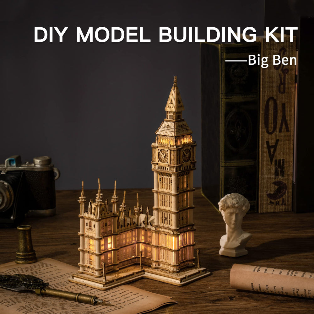 ROBOTIME Big Ben 220-piece set with precise laser-cut parts.
