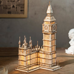 ROBOTIME Big Ben complete display ready to admire on shelf or desk.