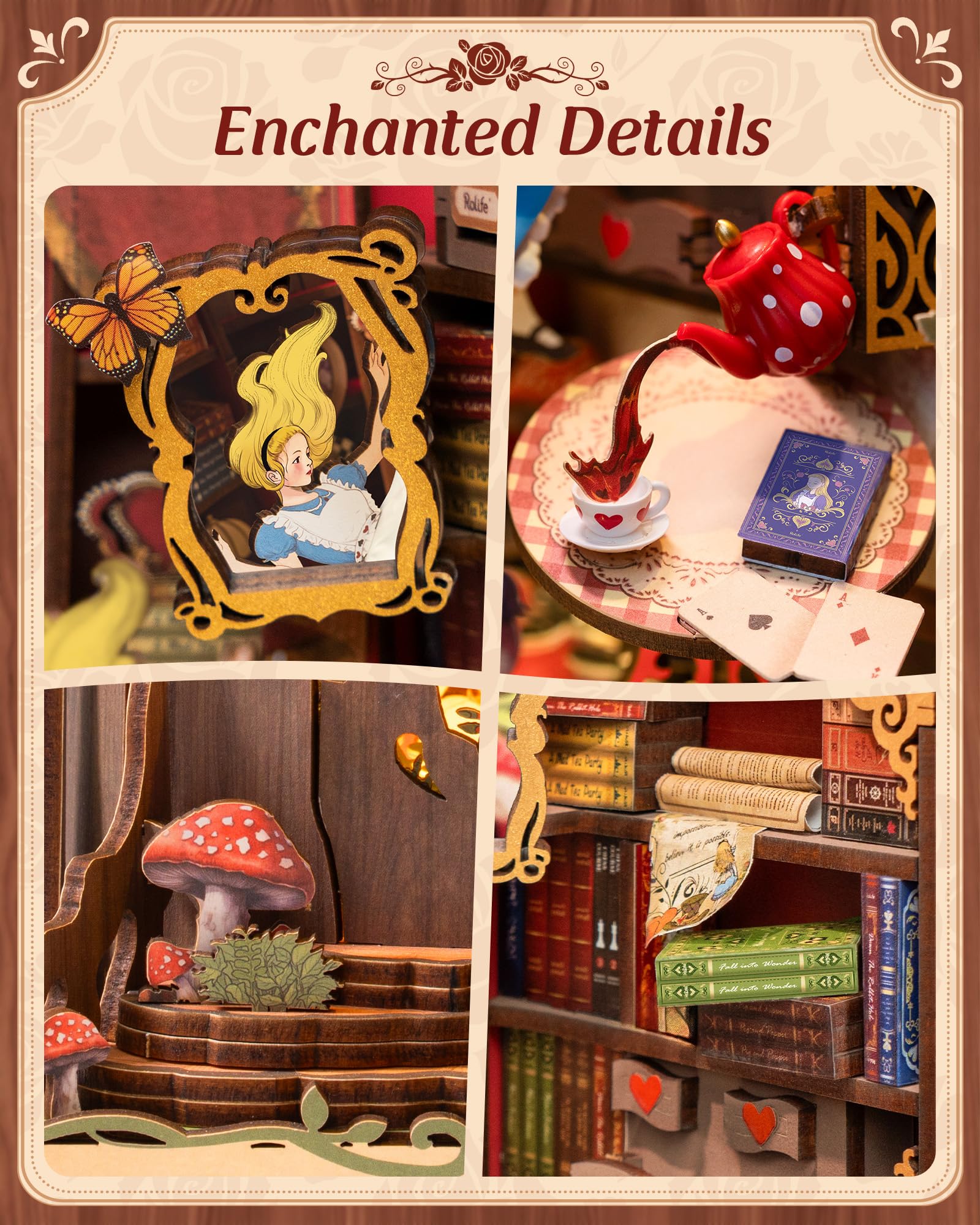 ROBOTIME Book Nook floating Alice creates whimsical storytelling in your display
