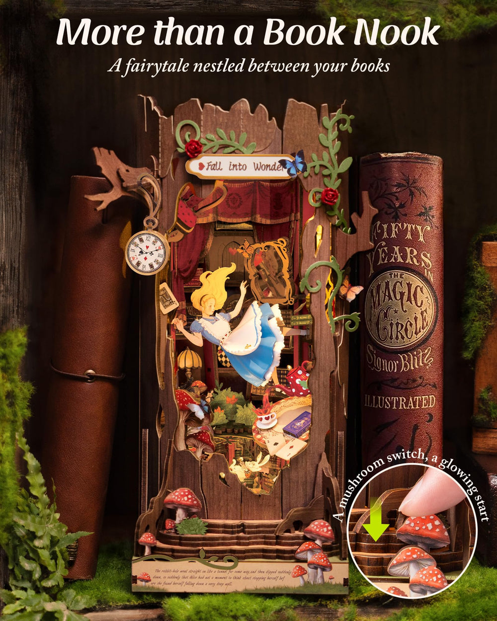 ROBOTIME Book Nook infinite mirrors create depth for immersive fairy tale vibes