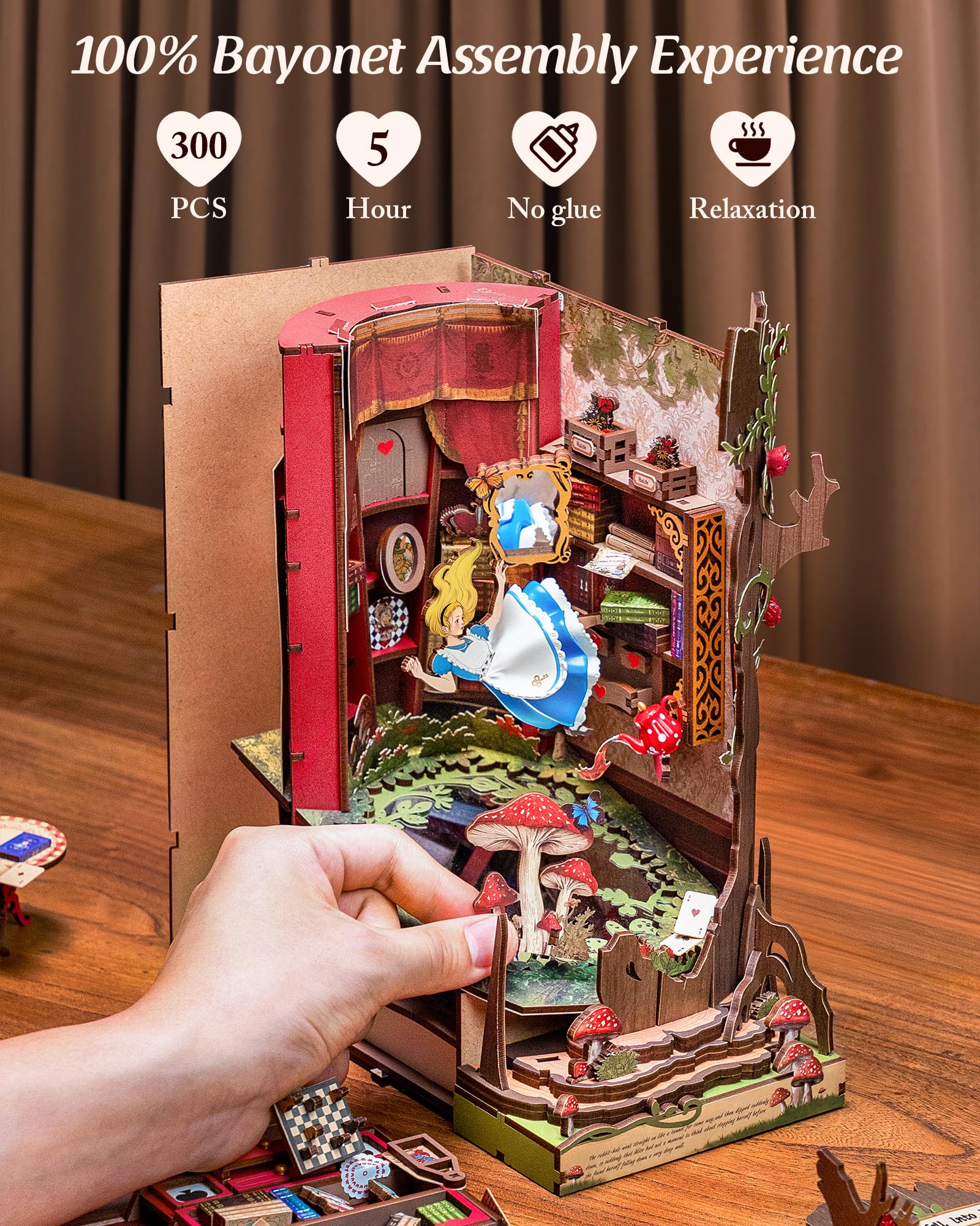 ROBOTIME Book Nook pocket watch detail adds classic charm to display