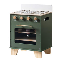 Robotime child playing with oven promotes hands-on learning and imagination.