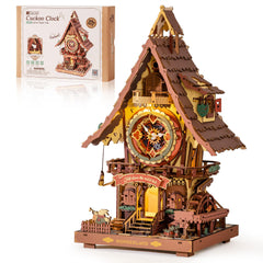 Robotime cuckoo clock 3D puzzle, assembly with hourly time signal for a cozy desk display