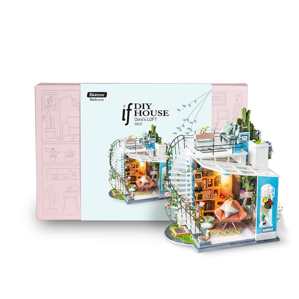 ROBOTIME dollhouse kit, gift packaging, ideal for birthdays and holidays.