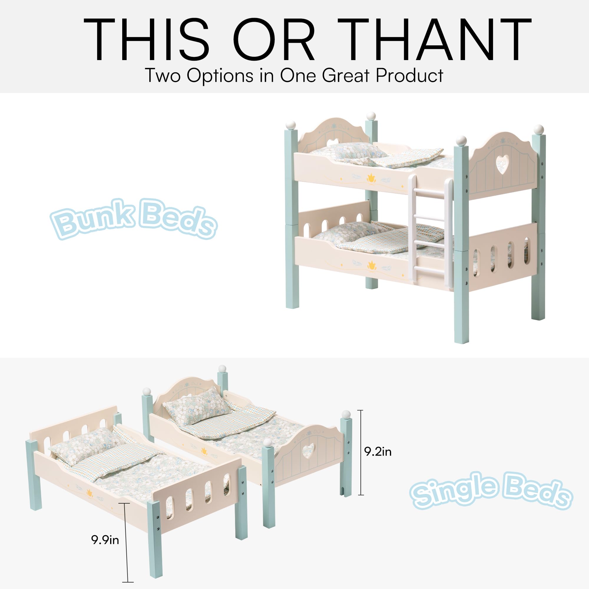 Robotime bunk bed fits 18-inch dolls like American Girl.