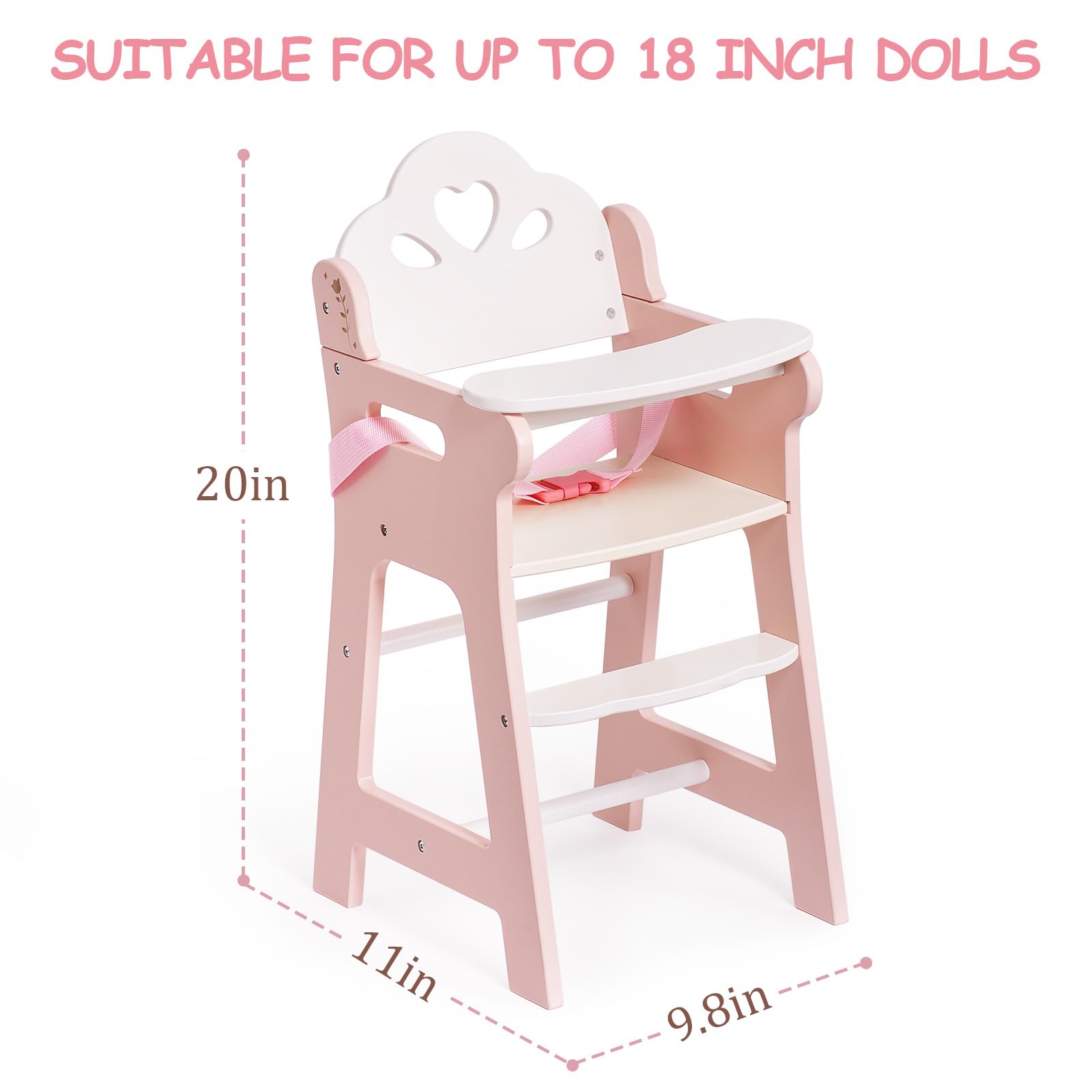 Robotime doll high chair seatbelt keeps playtime secure and organized.