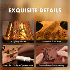 Robotime Eiffel Tower desk decor enhances home or office spaces.