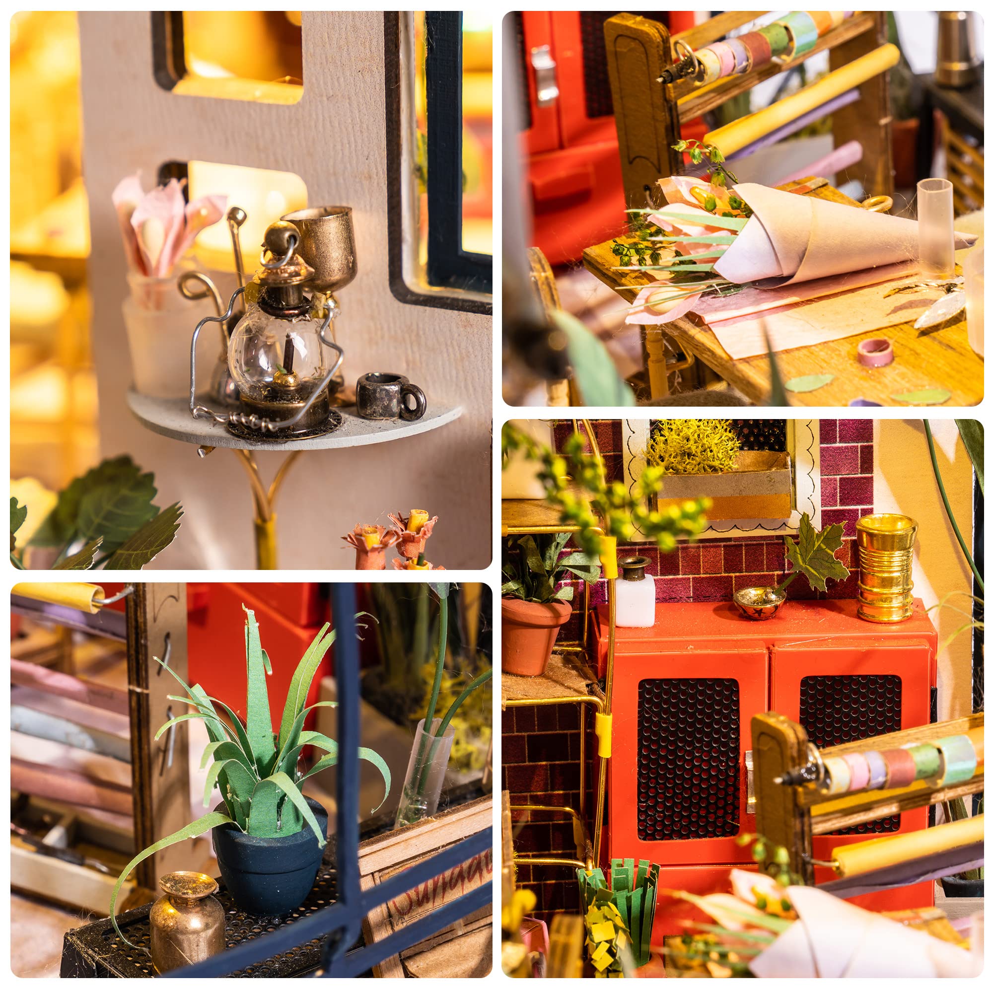 Robotime Emily's Flower Shop 1:24 scale offers detailed decor for lifelike displays