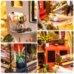 Robotime Emily's Flower Shop 1:24 scale offers detailed decor for lifelike displays