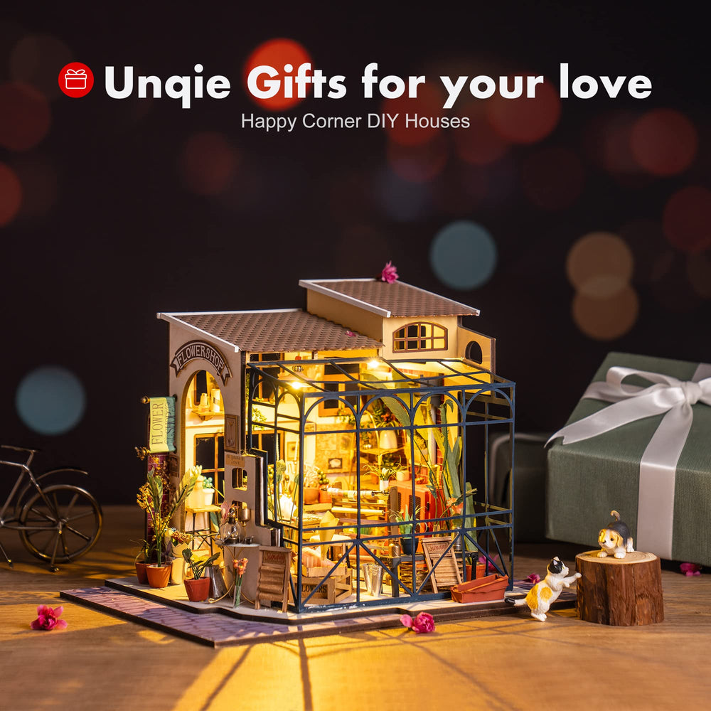 Robotime Emily's Flower Shop mini kit uses non-toxic materials for safe crafting