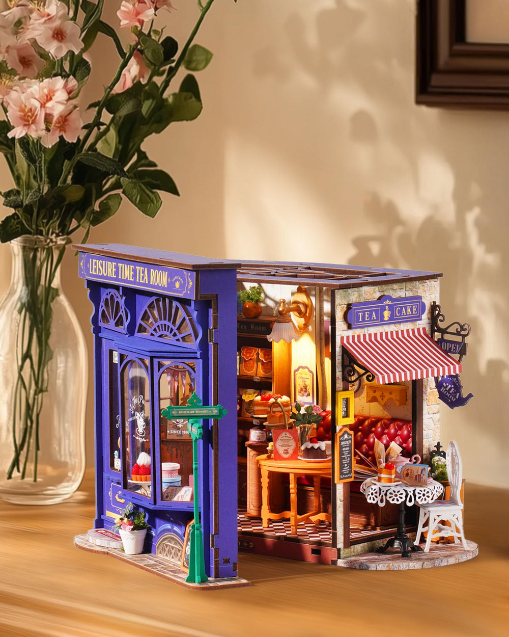 Robotime exquisite carvings detail provides refined texture to every corner of the miniature.