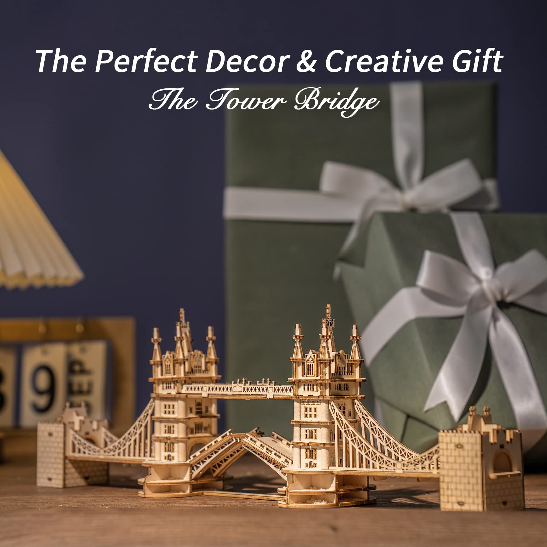 ROBOTIME home-decor Tower Bridge model enhances room aesthetic with vintage charm.
