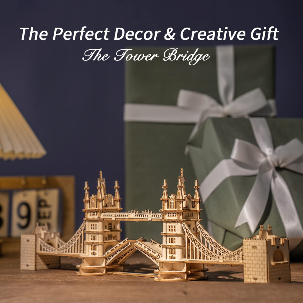 ROBOTIME home-decor Tower Bridge model enhances room aesthetic with vintage charm.