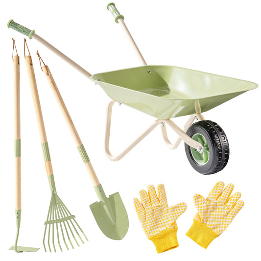 ROBOTIME kids wheelbarrow set metal wheelbarrow for outdoor play and exploration