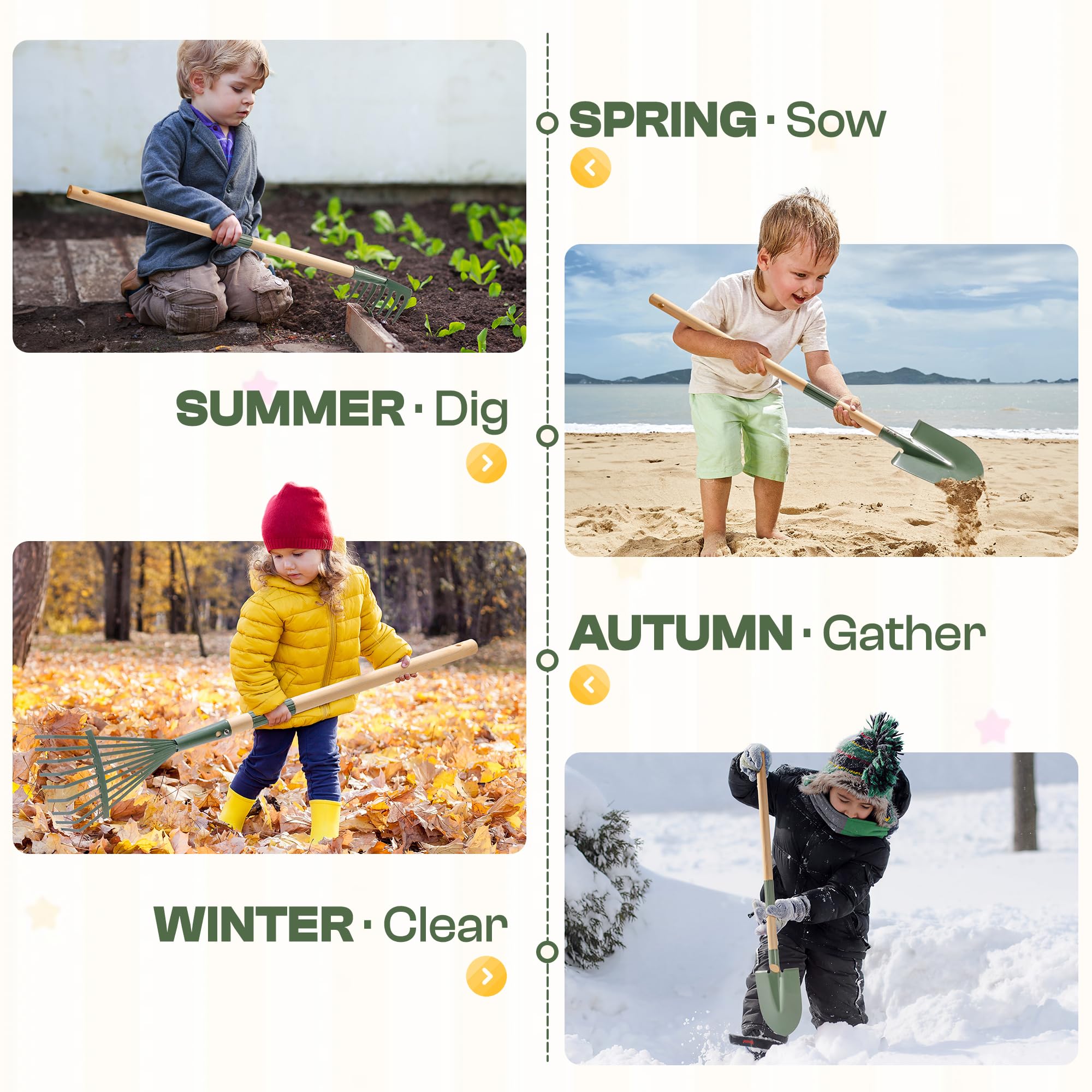 Robotime lightweight wheelbarrow design makes moving contents easy for children.