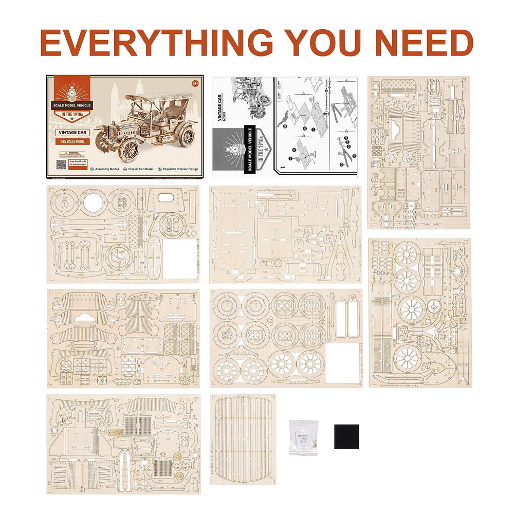 ROBOTIME MC801 detailed instructions help you assemble the retro car kit