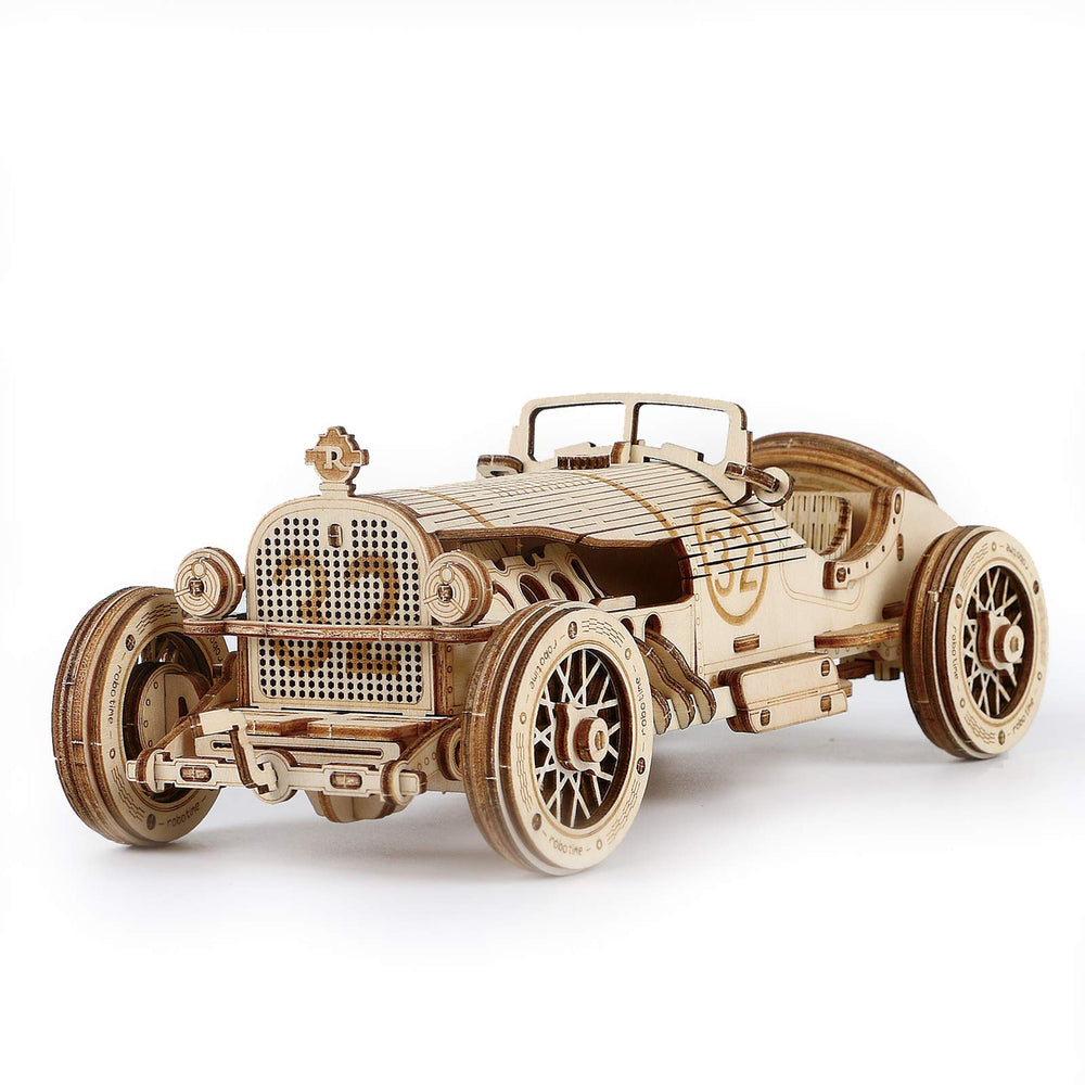 ROBOTIME model car kit 1:16 grand prix front view, ideal for hands-on curiosity.