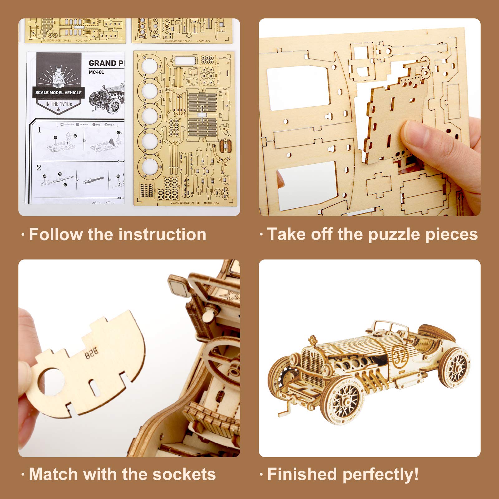 ROBOTIME instruction guide supports step-by-step building without glue.