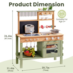 ROBOTIME Mud Kitchen BBQ grill scene promotes imaginative role-play and social interaction.