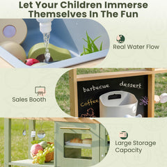ROBOTIME Mud Kitchen market stall invites sharing, selling, and collaborative play.