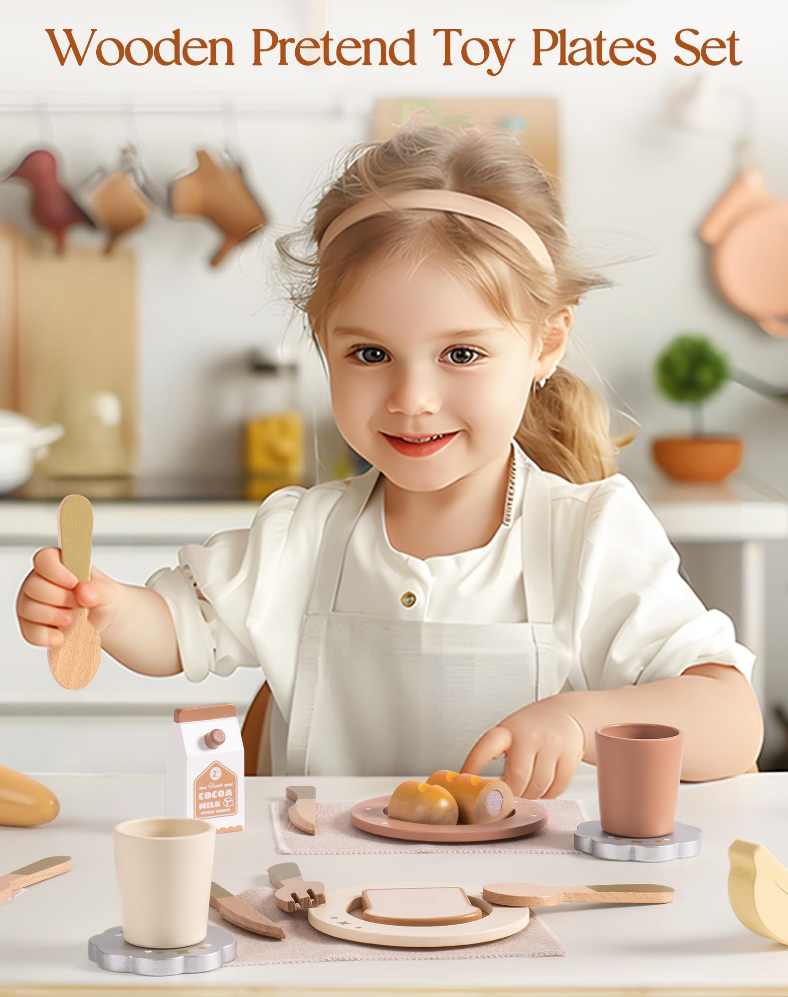 ROBOTIME play kitchen dishes set rounded edges ensures child safety