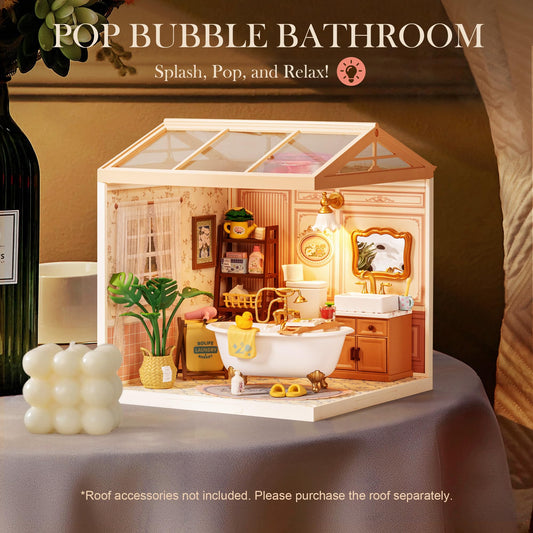 ROBOTIME Pop Bubble Bathroom detail with tub showcases relaxing spa vibe.