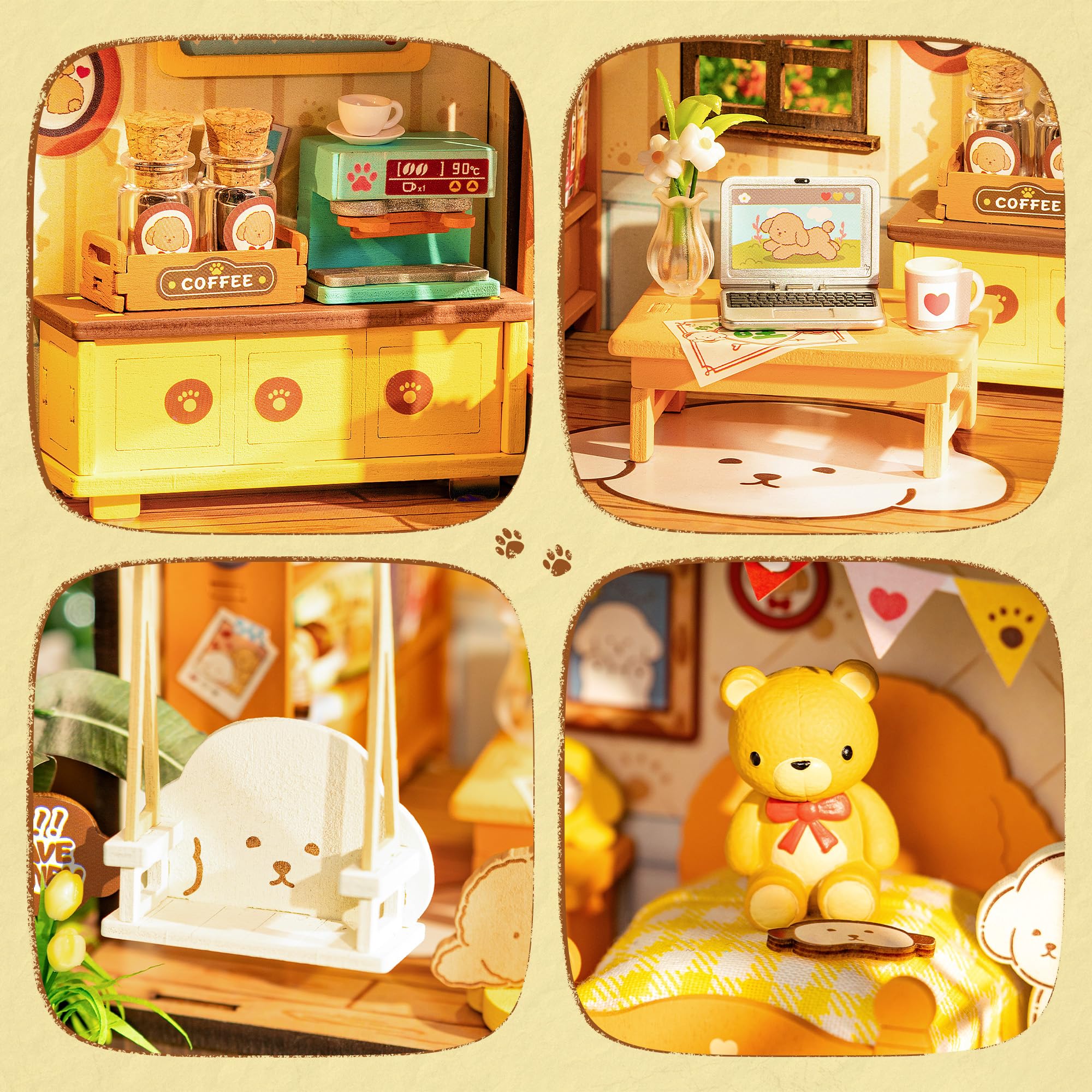 ROBOTIME Puppy's Cozy Villa detailed furniture set for easy assembly