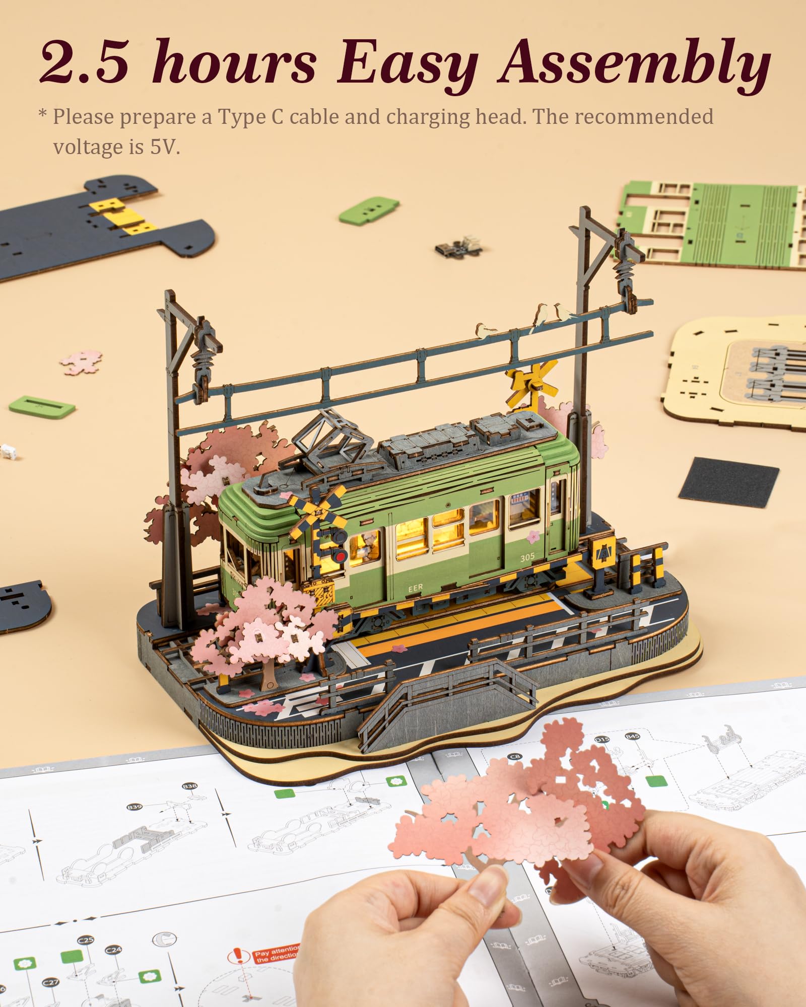 ROBOTIME Sakura Journey built model display adds stylish home decor