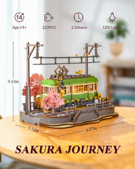 ROBOTIME Sakura Journey intricate cut wood emphasizes quality materials