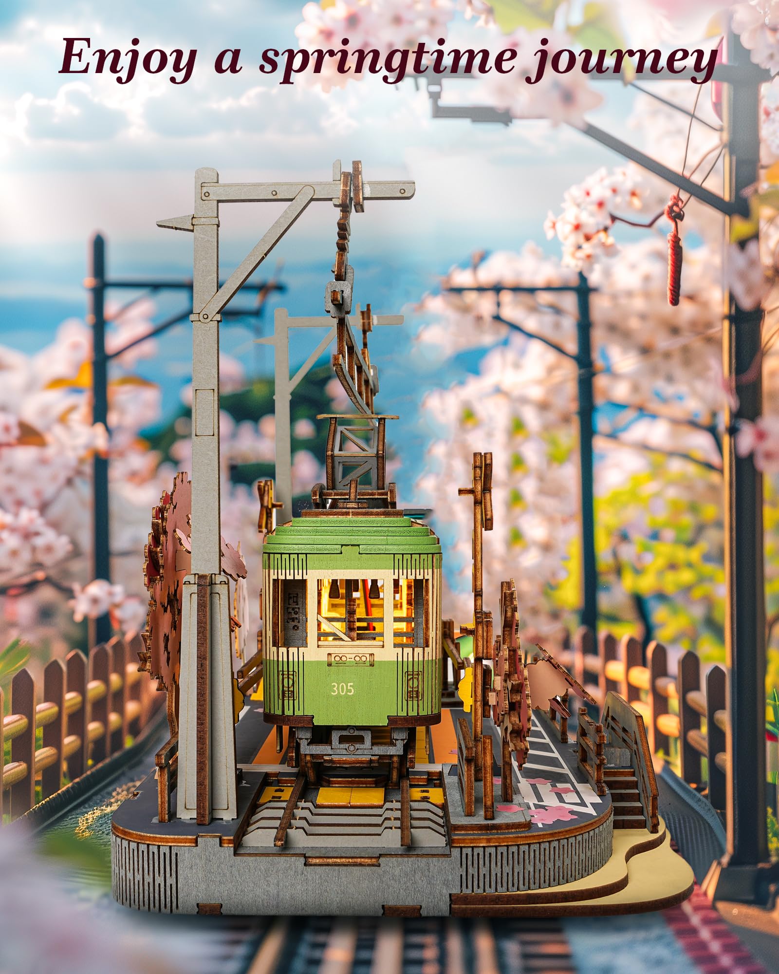 ROBOTIME Sakura Journey LED light module adds ambient display to the scene