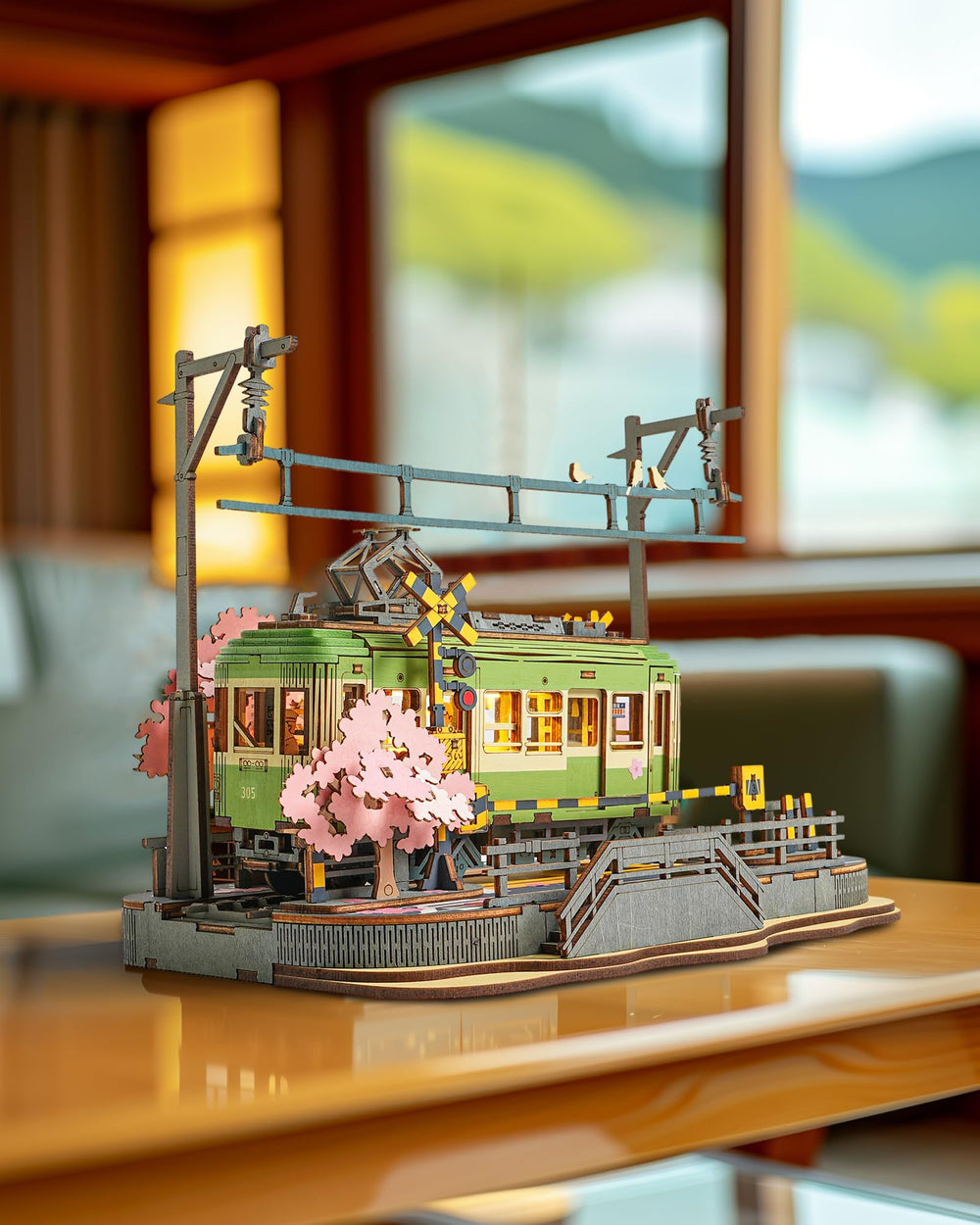 ROBOTIME Sakura Journey wooden puzzle parts showcase precise craftsmanship