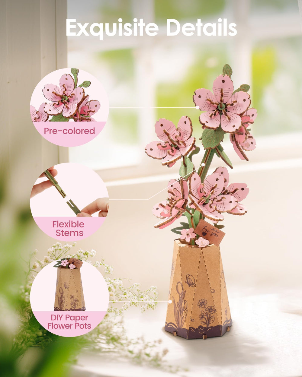 ROBOTIME Sakura puzzle gift packaging ideal for birthdays and special occasions.