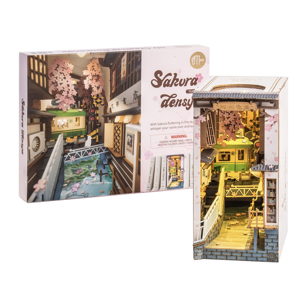 ROBOTIME Sakura Tram gift-ready craft kit ideal for DIY enthusiasts.