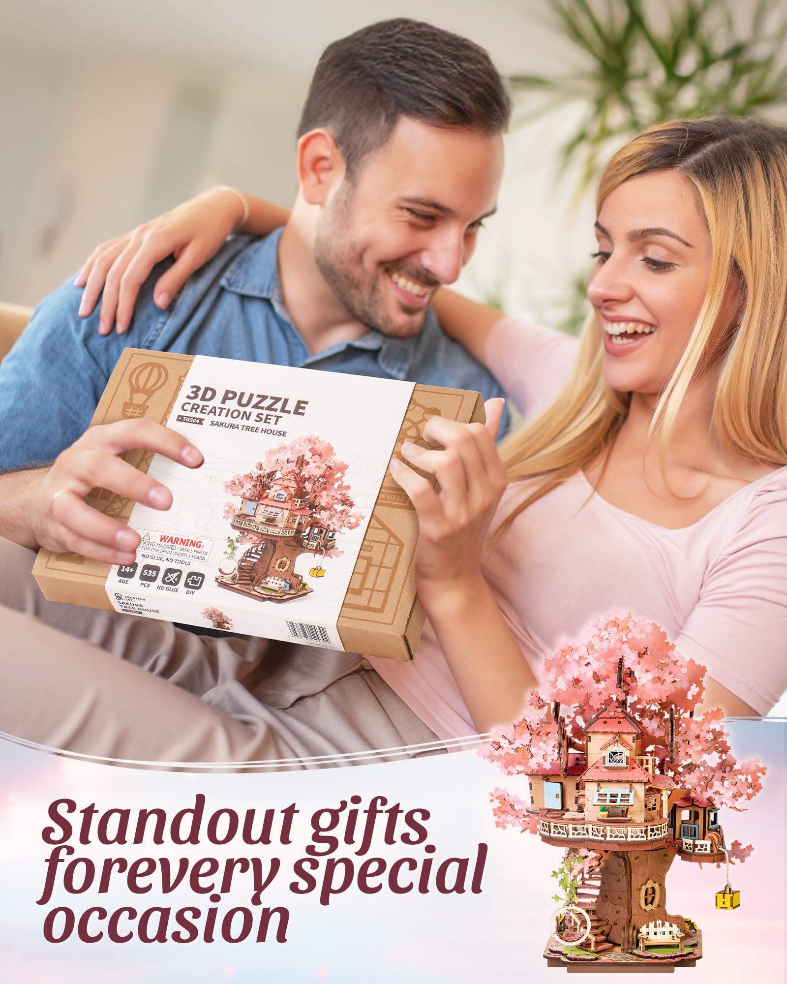 ROBOTIME Sakura Tree House gift-ready packaging makes a perfect present.