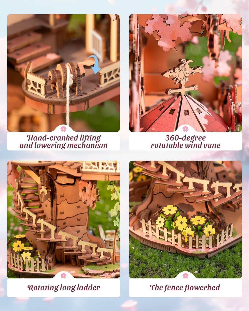 ROBOTIME Sakura Tree House miniature centerpiece for shelves and desks.