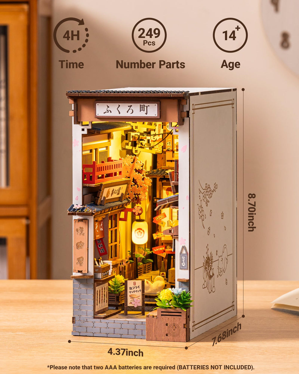 Robotime Sakura Wine Alley diorama scene with warm lighting