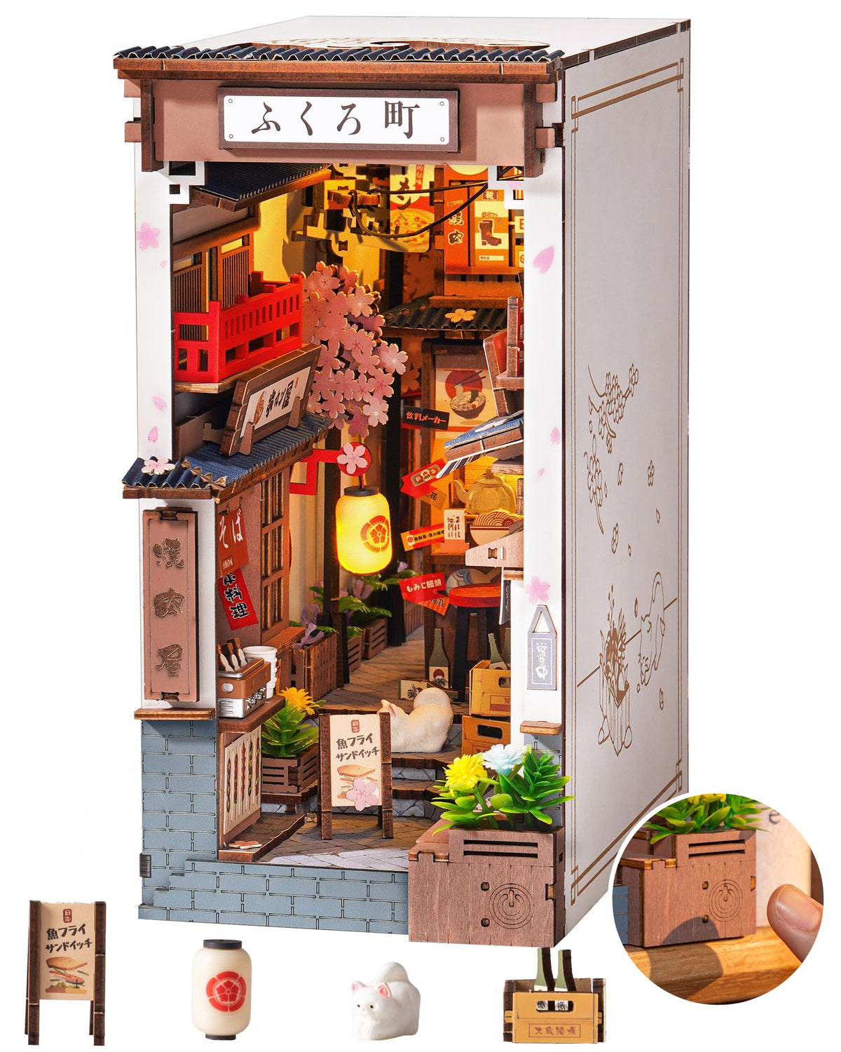 Robotime Sakura Wine Alley store-front diorama for cozy home display