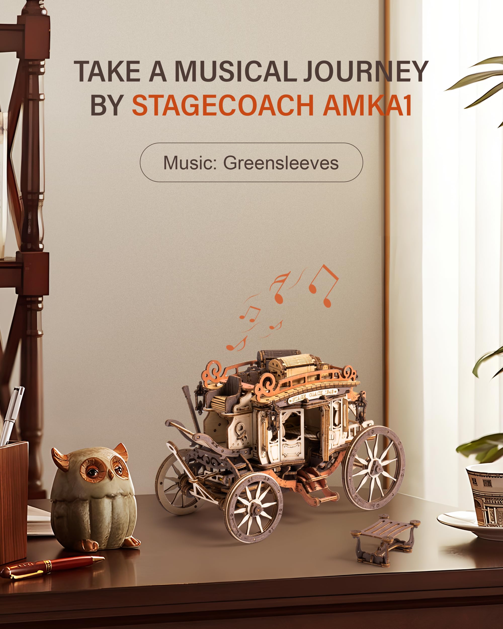 ROBOTIME stagecoach trunks and detail boxes for authentic display props.