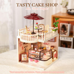 Robotime wall decor and product boxes enhance the bakery's authentic feel