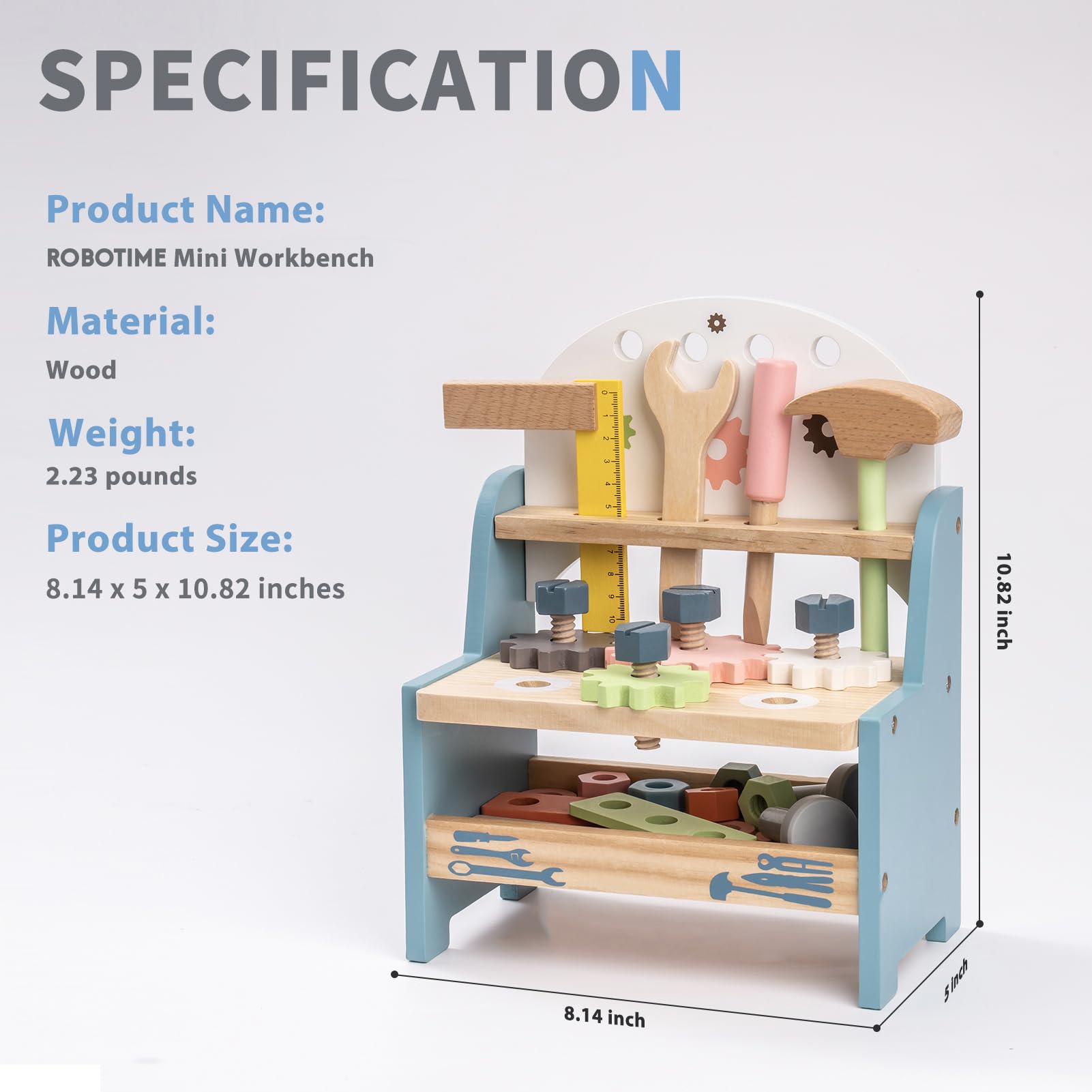 ROBOTIME wooden ruler for measurement-focused pretend projects