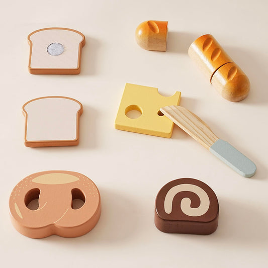 ROBOTIME wooden fruits and vegetables showcase colorful, safe pretend food for kitchen role play.