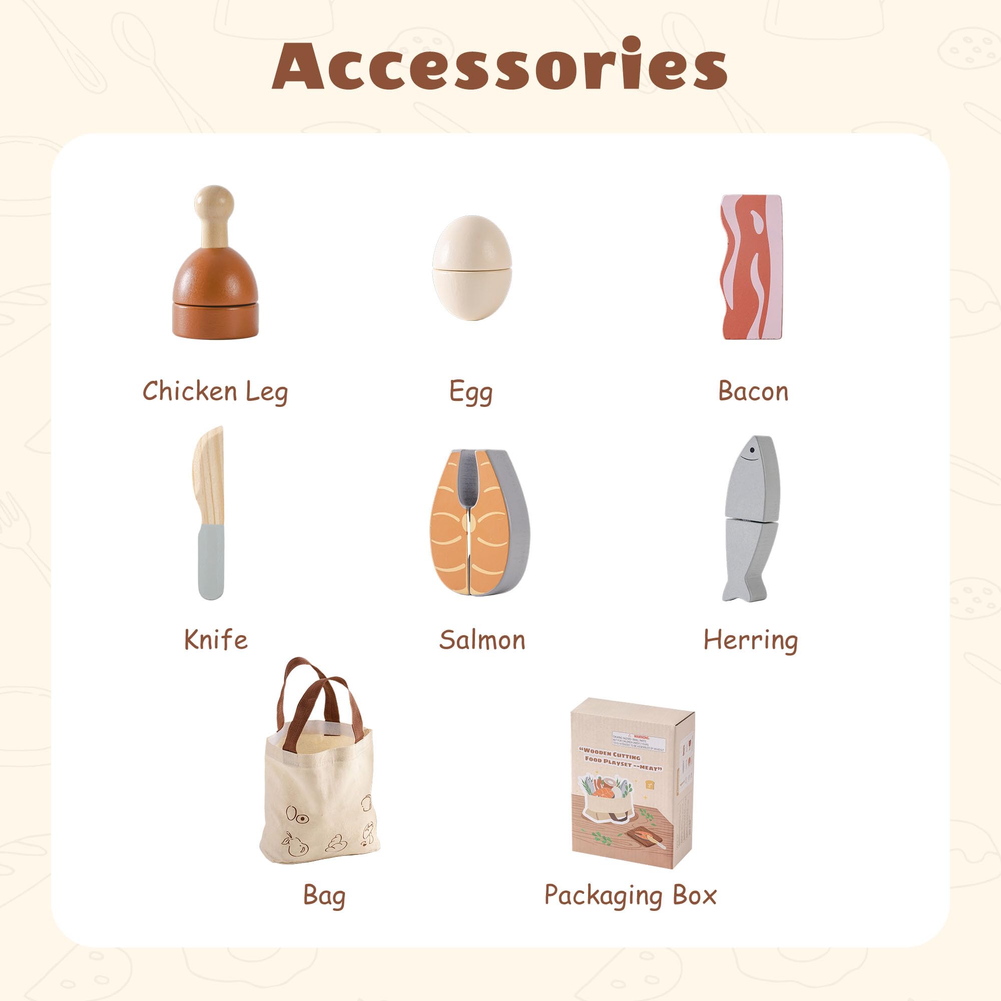 ROBOTIME wooden utensils and board for safe toy prep