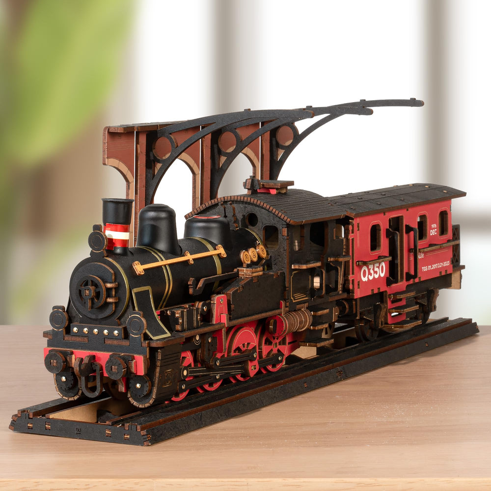 Robotime wooden puzzle model provides durable display.