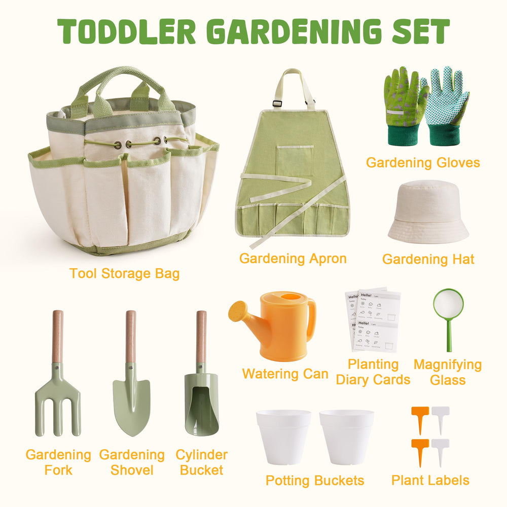 ROBOTIME Kids Gardening Tools bucket: durable cylinder bucket for soil collection and seedling transport.