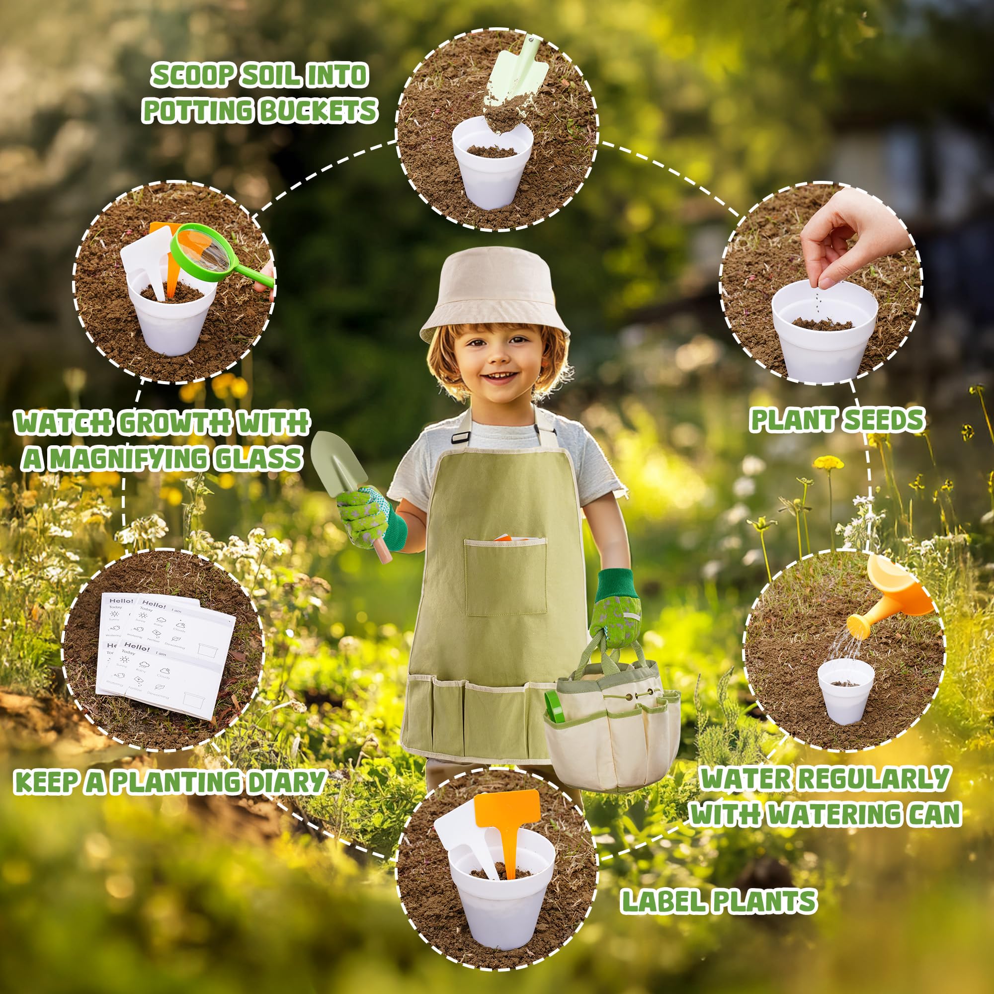 ROBOTIME Kids Gardening Tools gloves: soft gloves for budding gardeners to handle tools.